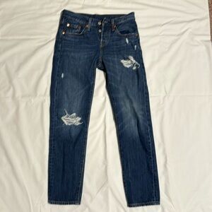 Levi’s 501 button fly, mid-rise jeans. 100% cotton. 24x28. No flaws.